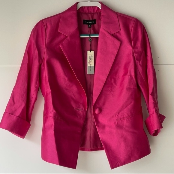 NWT ($200) Talbots Blazer Jacket Coat Office Career Work Pink Jacket, Sz 8 - Picture 5 of 14